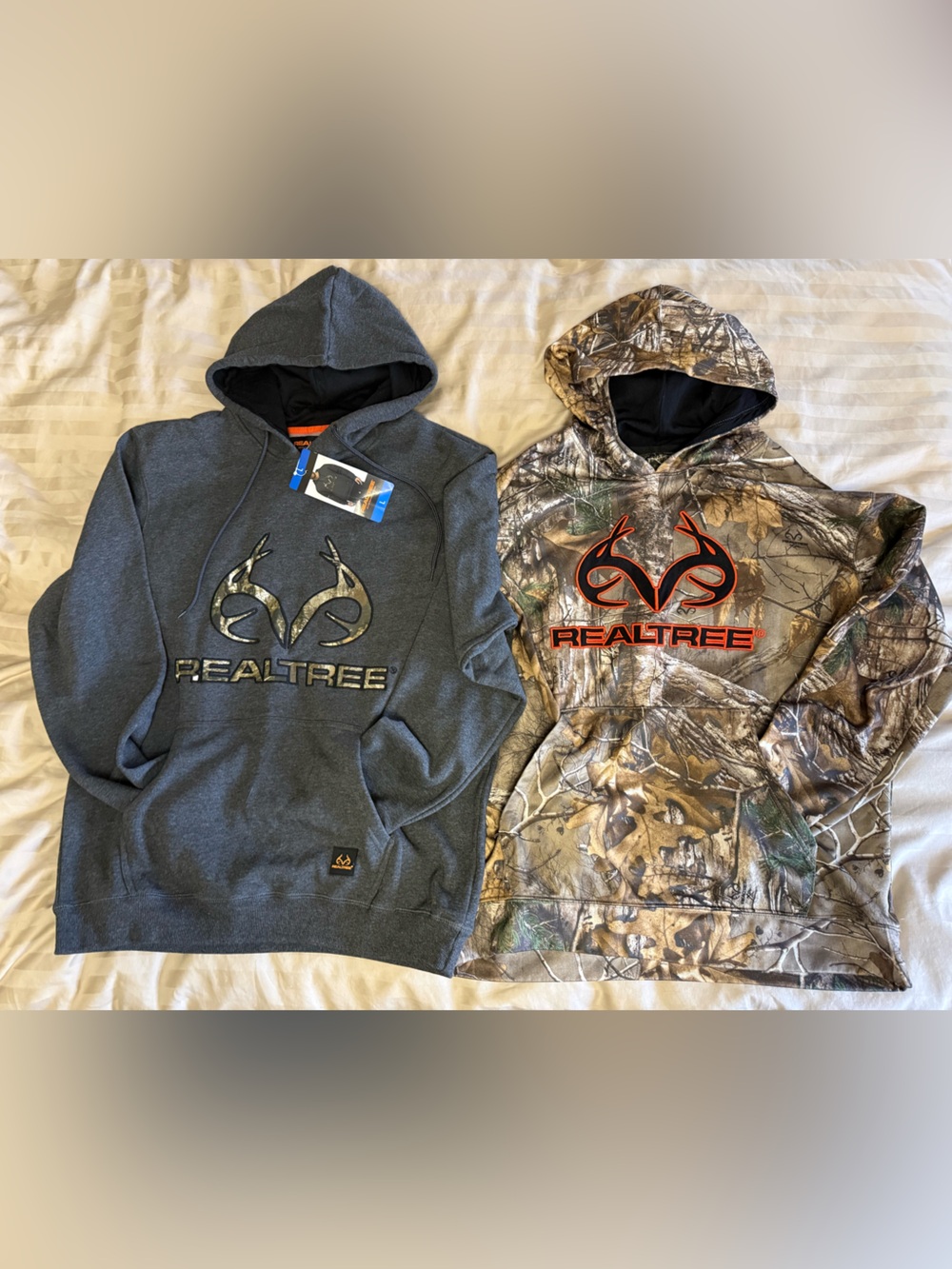 Realtree Pullover Hoodie Set — Charcoal Gray & Camo with Orange Logo